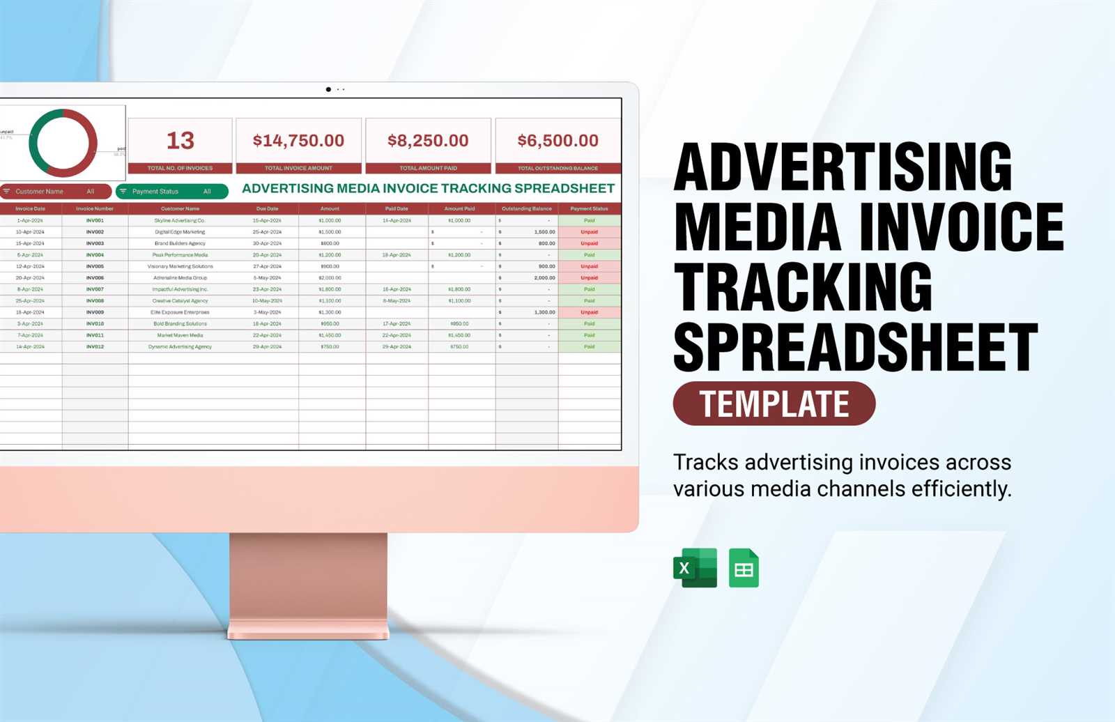 invoice tracking spreadsheet template