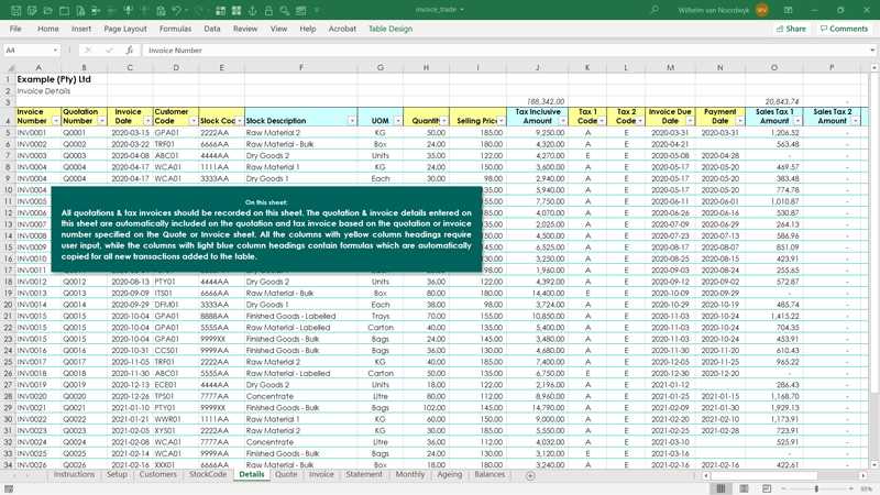 invoice with tax calculation template