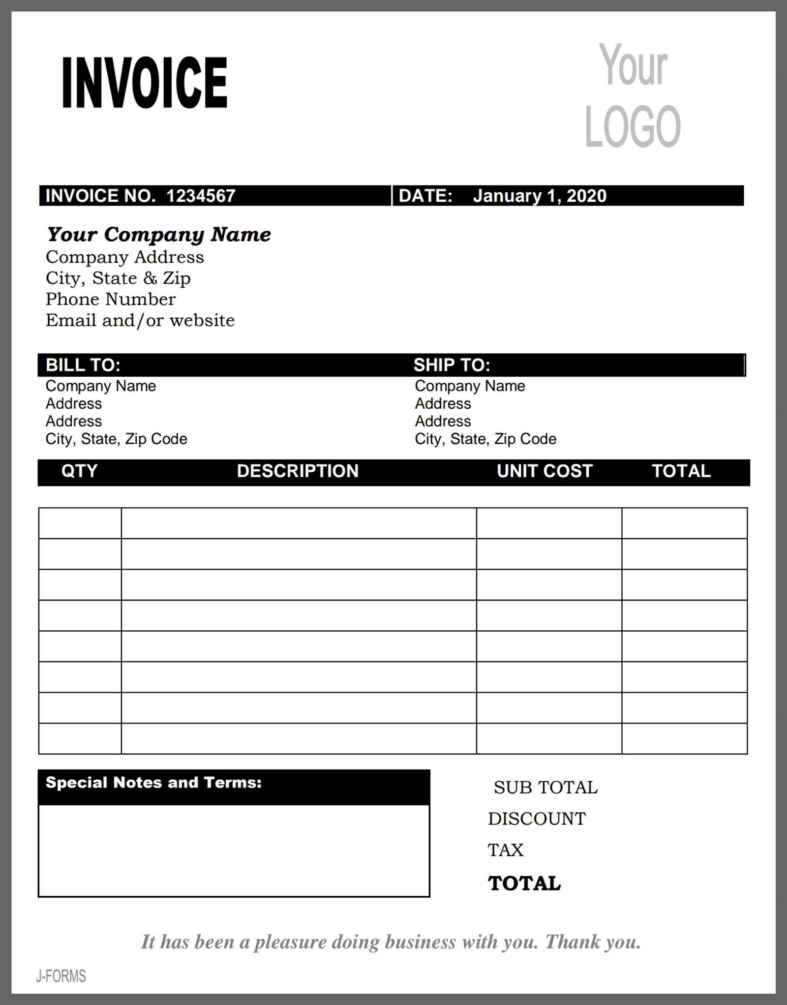 invoice writing template