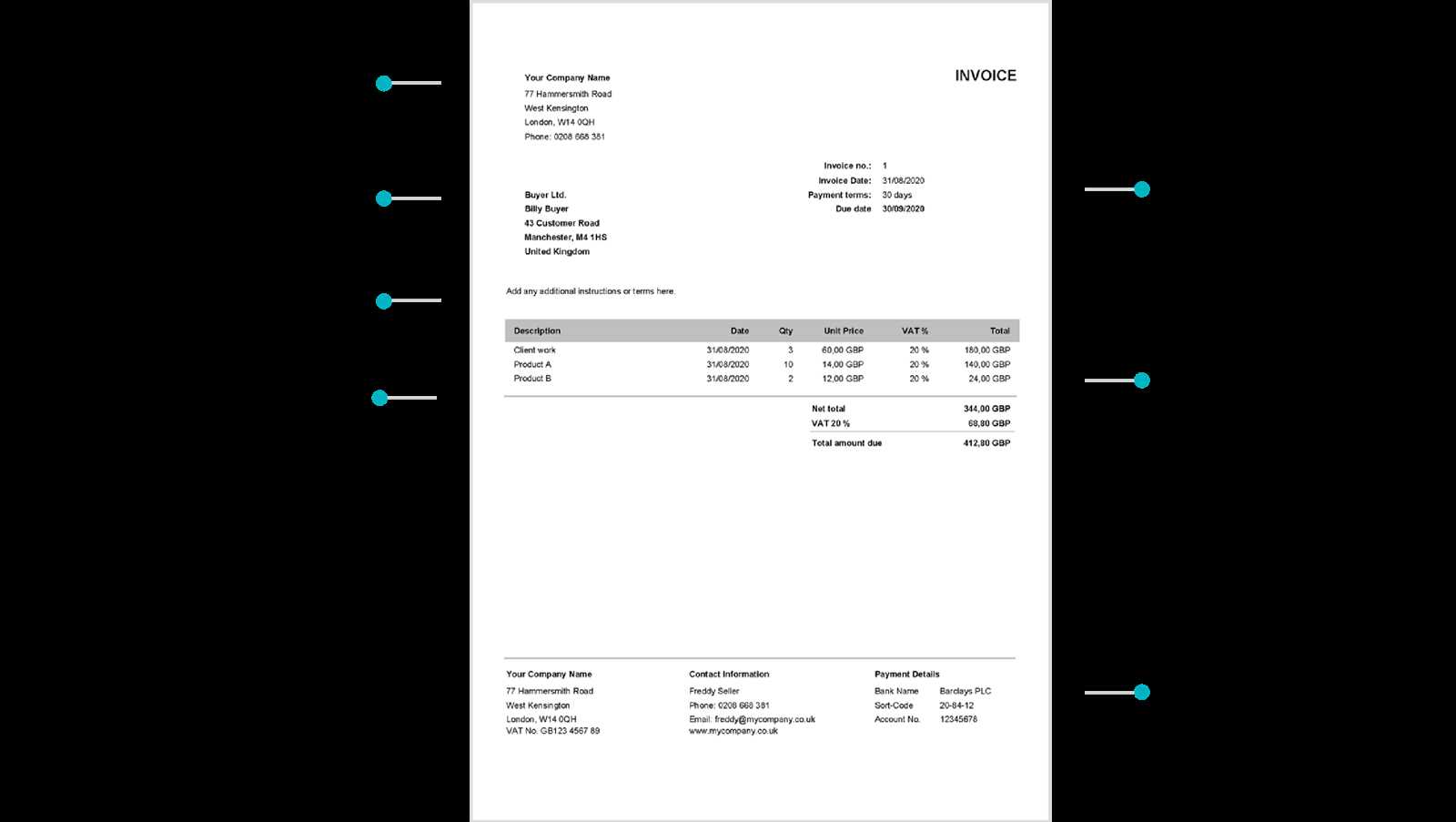 invoice writing template