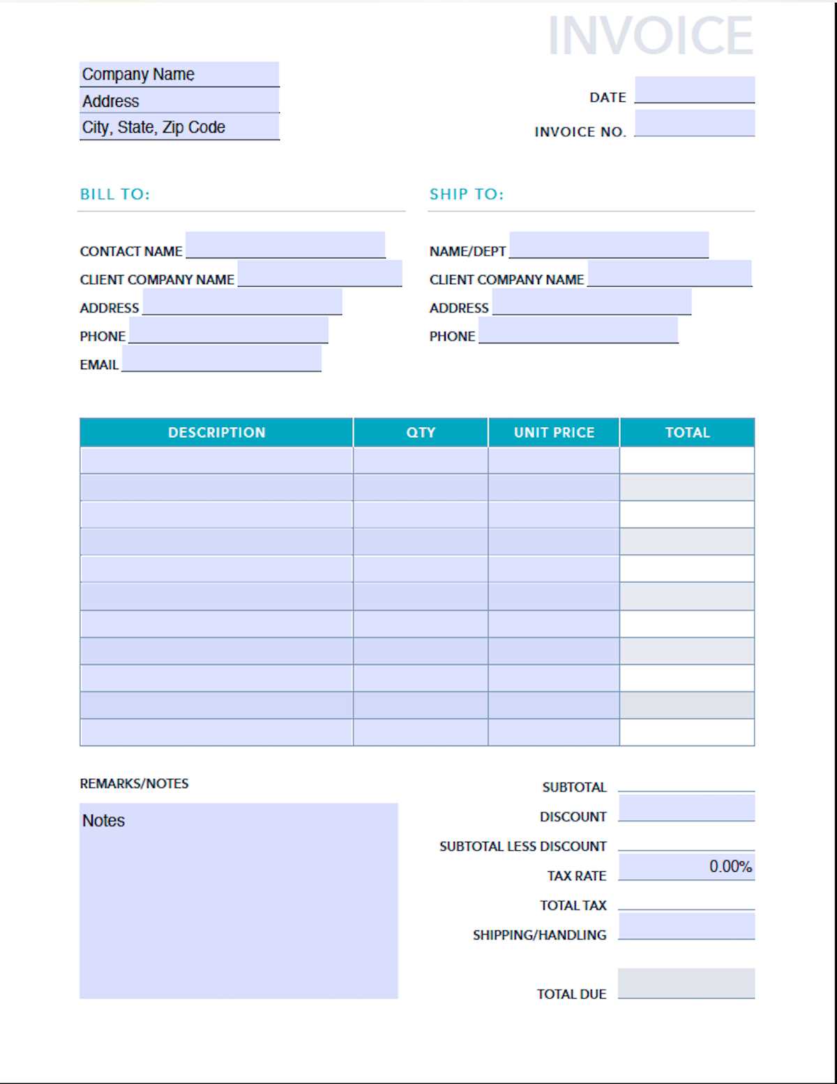 is there an invoice template in excel