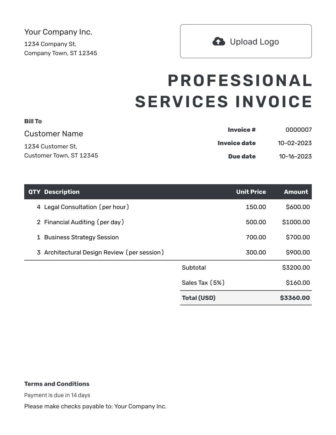 it services invoice template