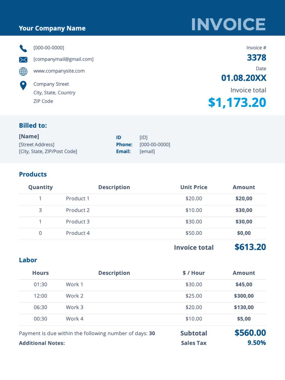 itemized invoice template excel