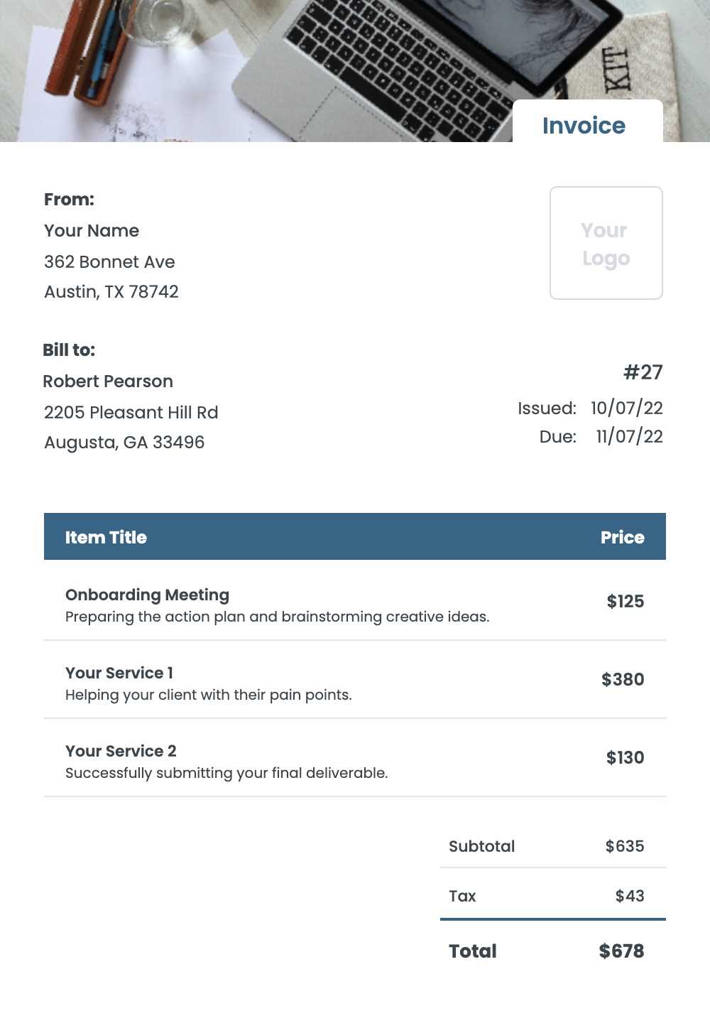 laptop invoice template