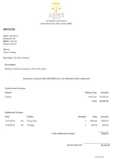 law firm invoice template