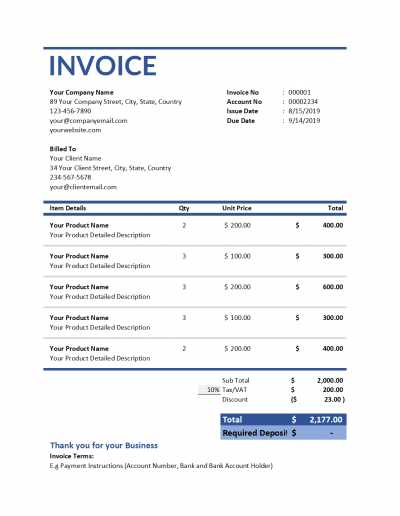 lodging invoice template