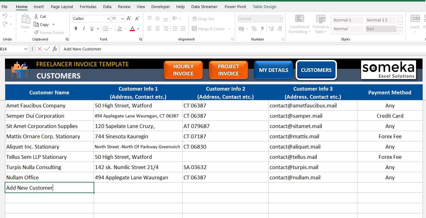 mail merge excel invoice template