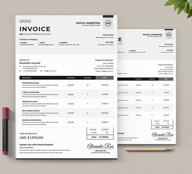 marketing invoice template