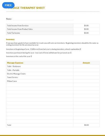 massage therapist invoice template