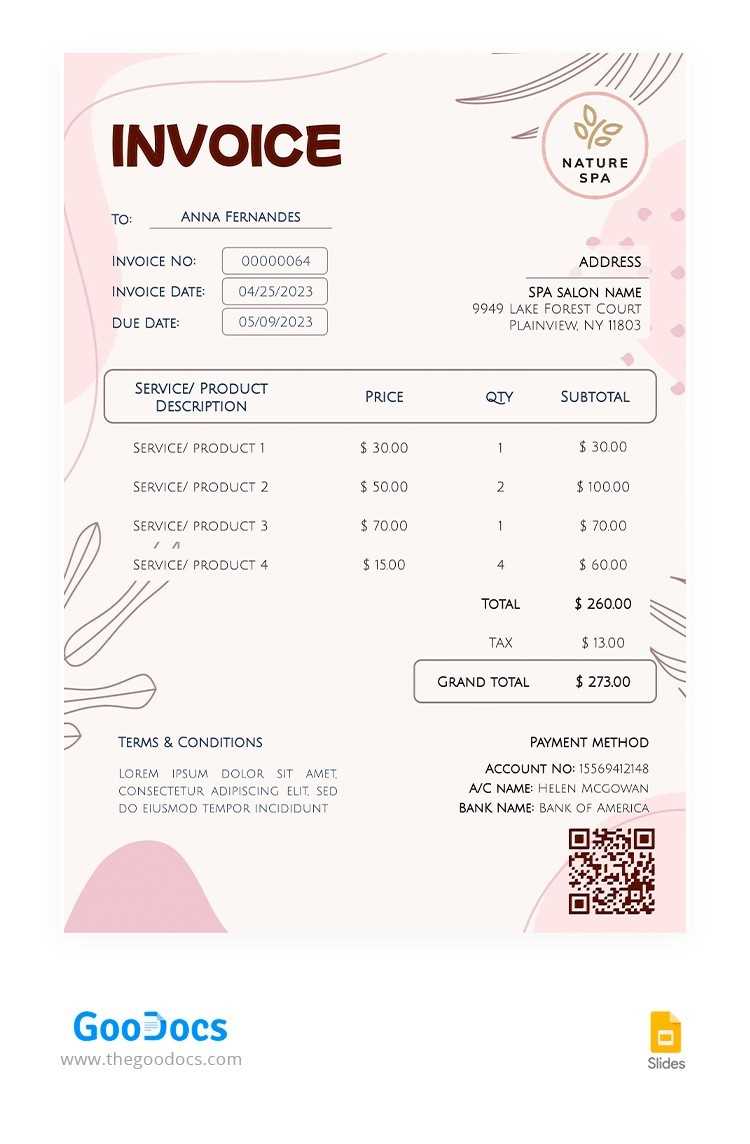 massage therapy invoice template