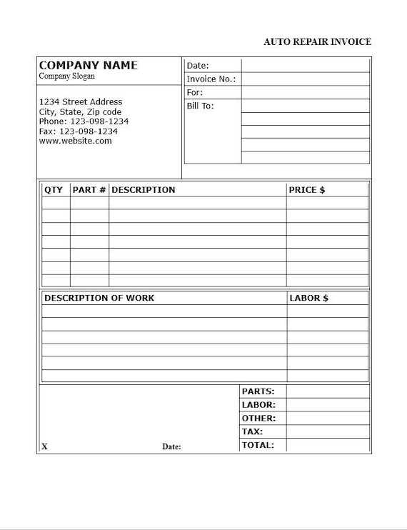 mechanic invoice template pdf