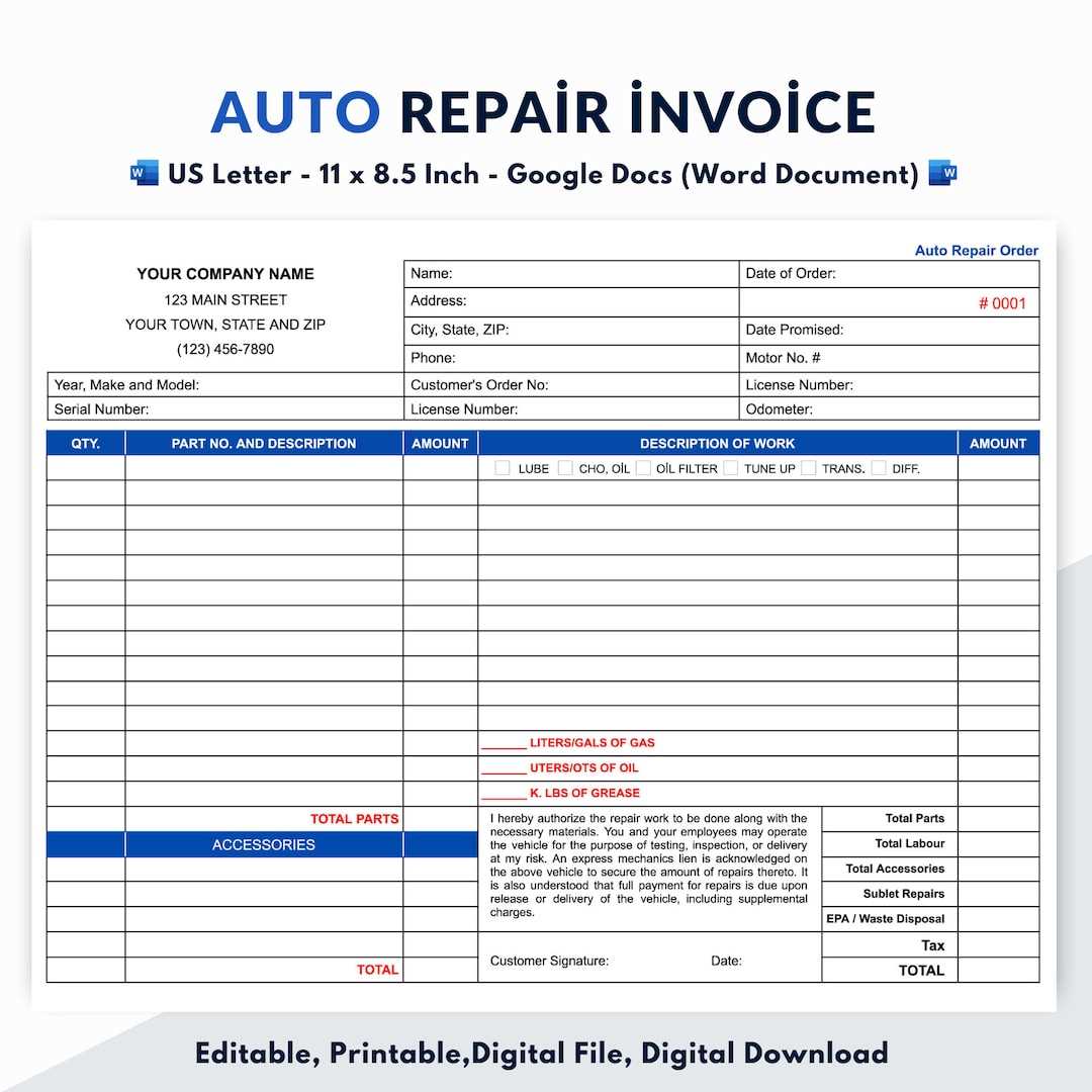 mechanical invoice template