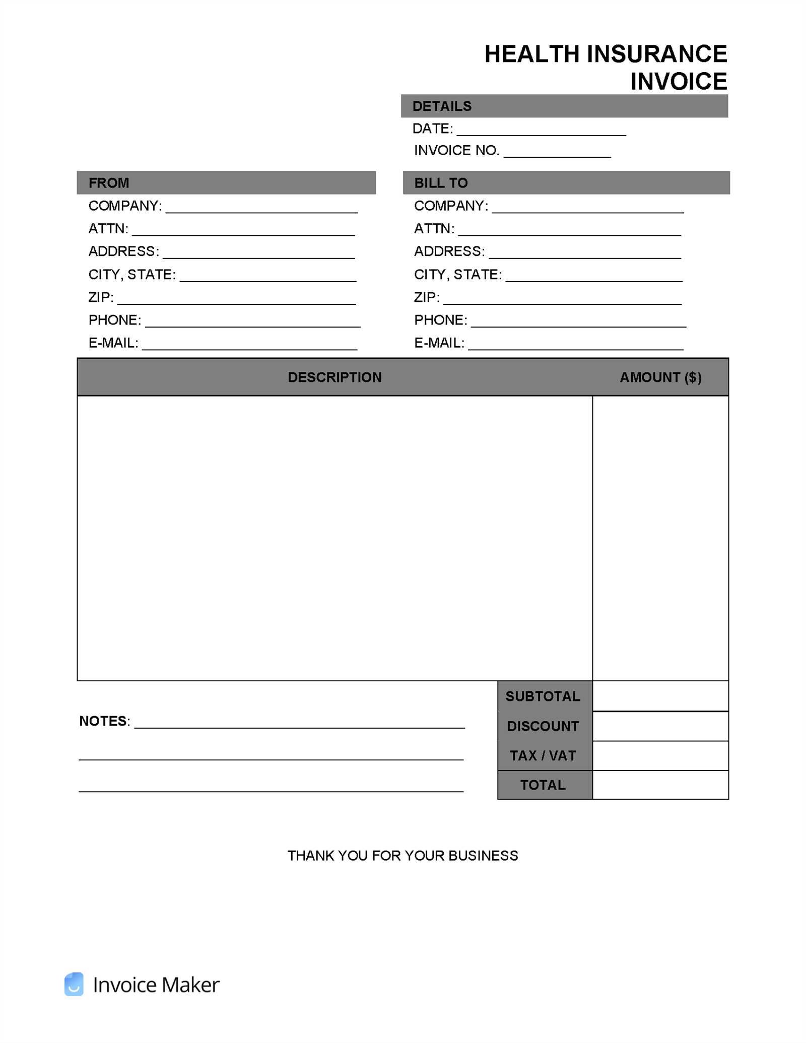 medical records invoice template