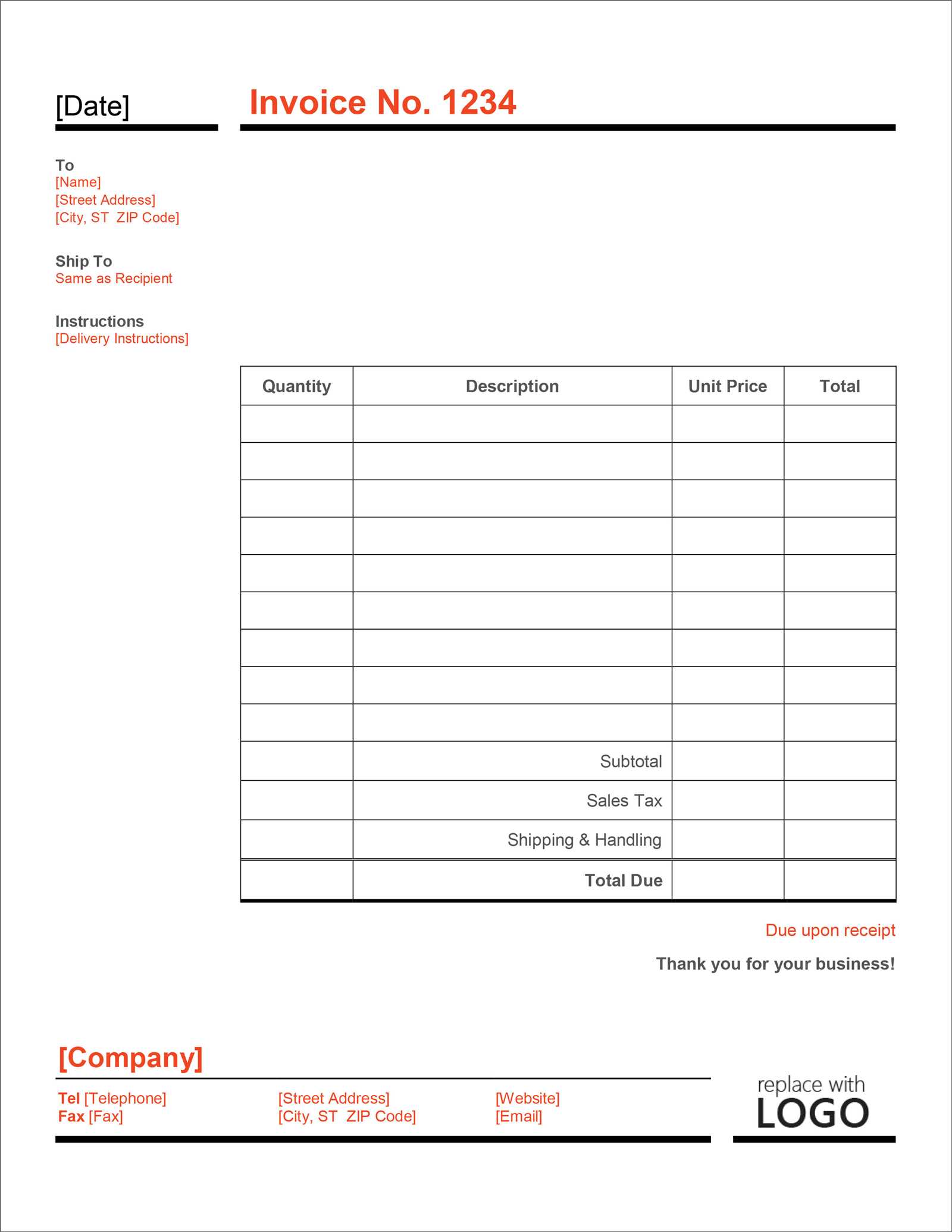 microsoft office 2010 invoice template