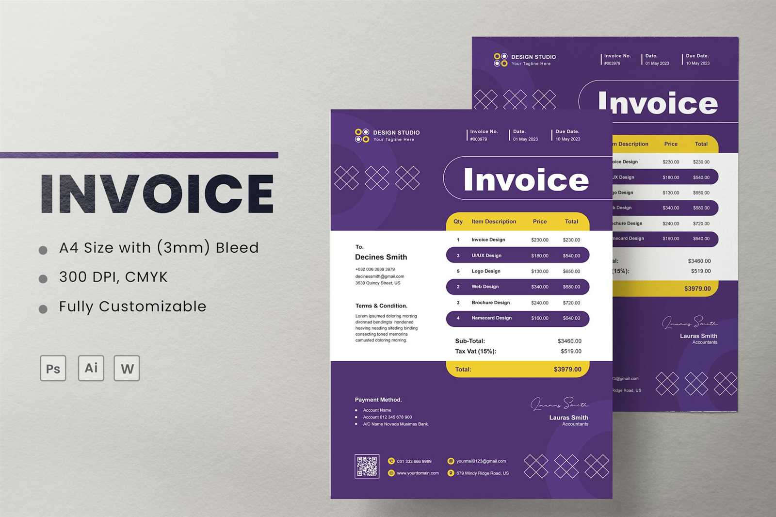 microsoft word photography invoice template