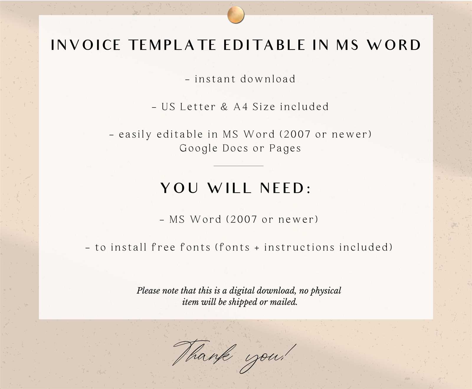 ms word invoice template download