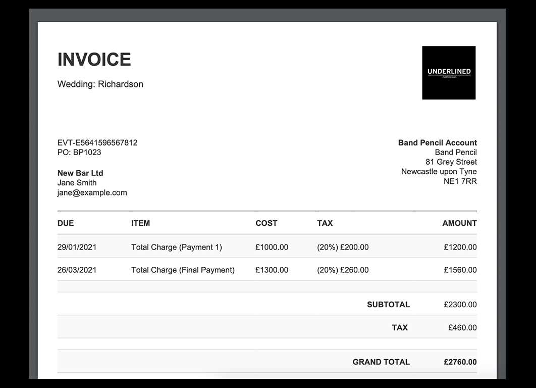 music lesson invoice template