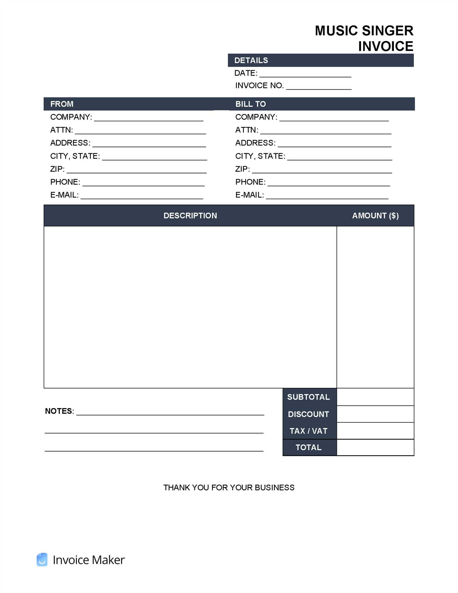 music lesson invoice template