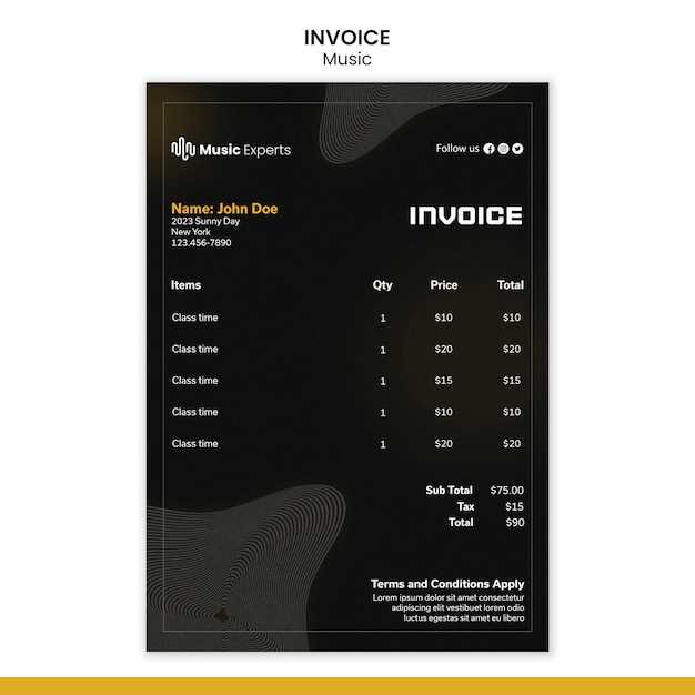 music lesson invoice template