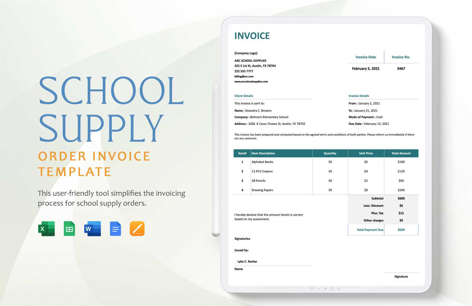 music teacher invoice template