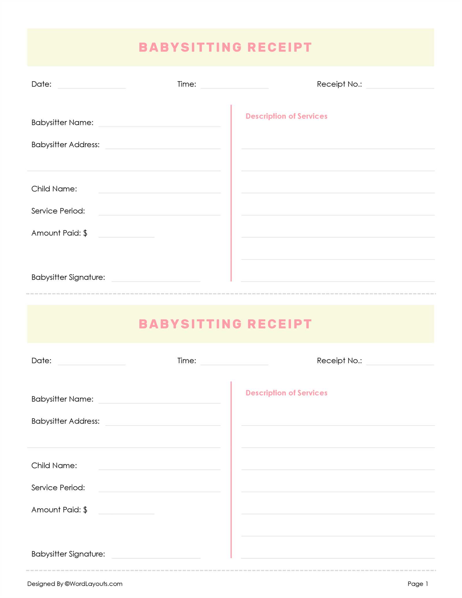 nanny invoice template
