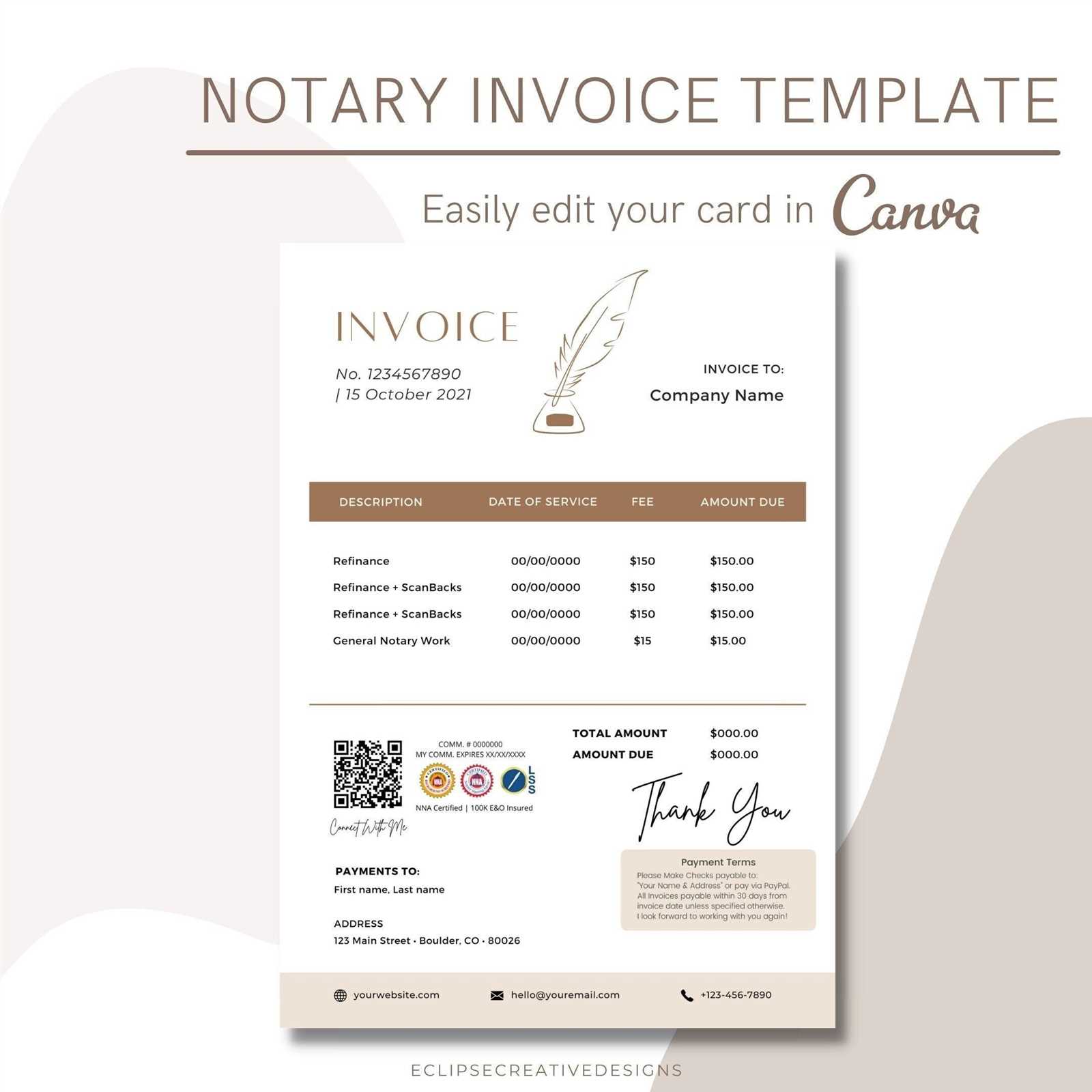 notary public invoice template