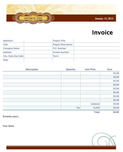 numbers invoice template