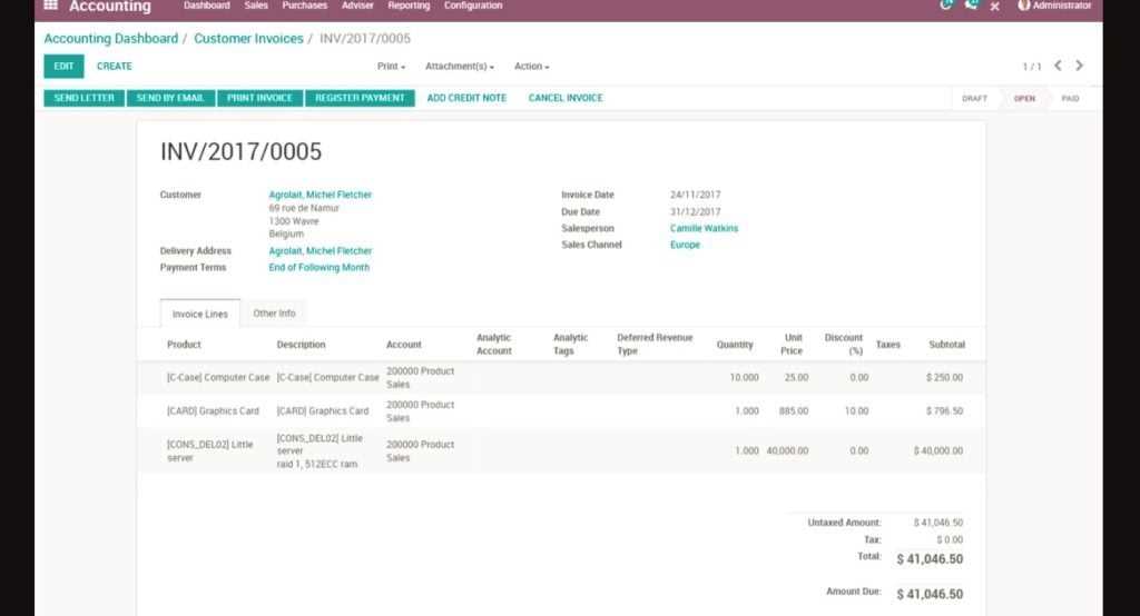 odoo invoice template free