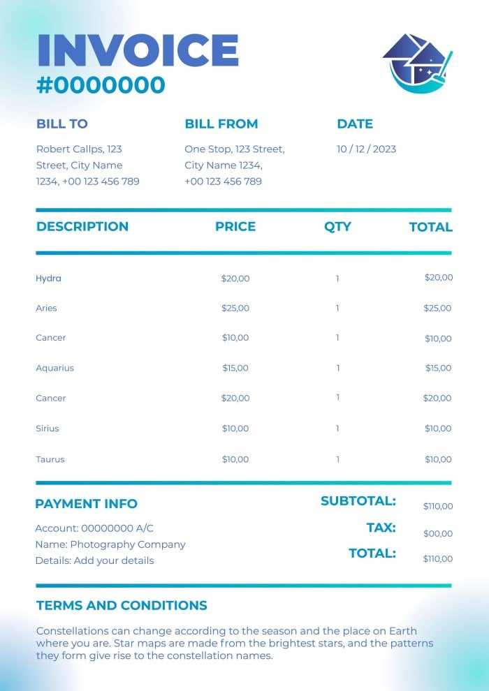 office cleaning invoice template