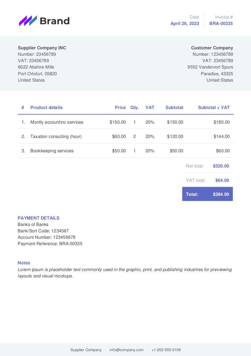 order invoice html template