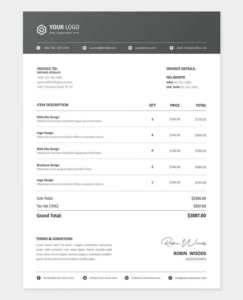 outstanding invoice template