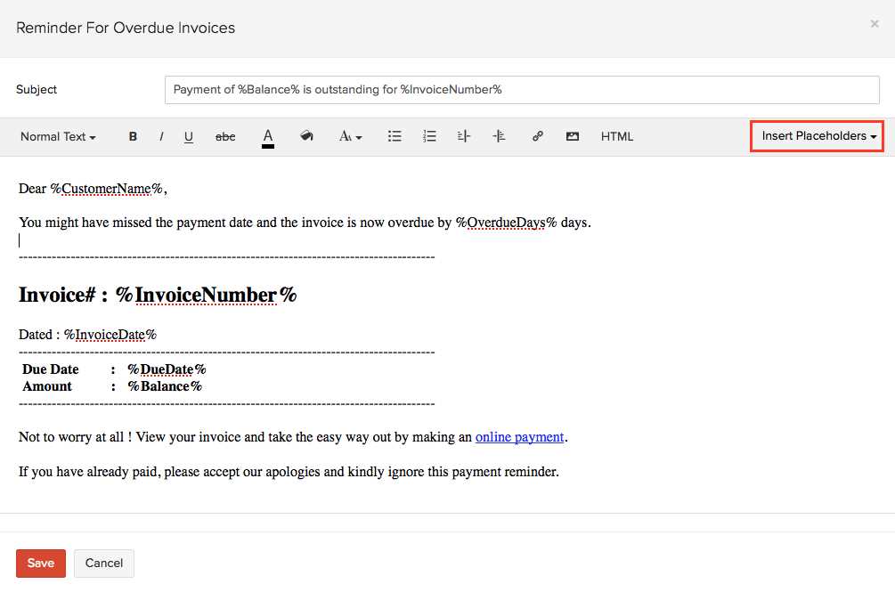 overdue invoice template email