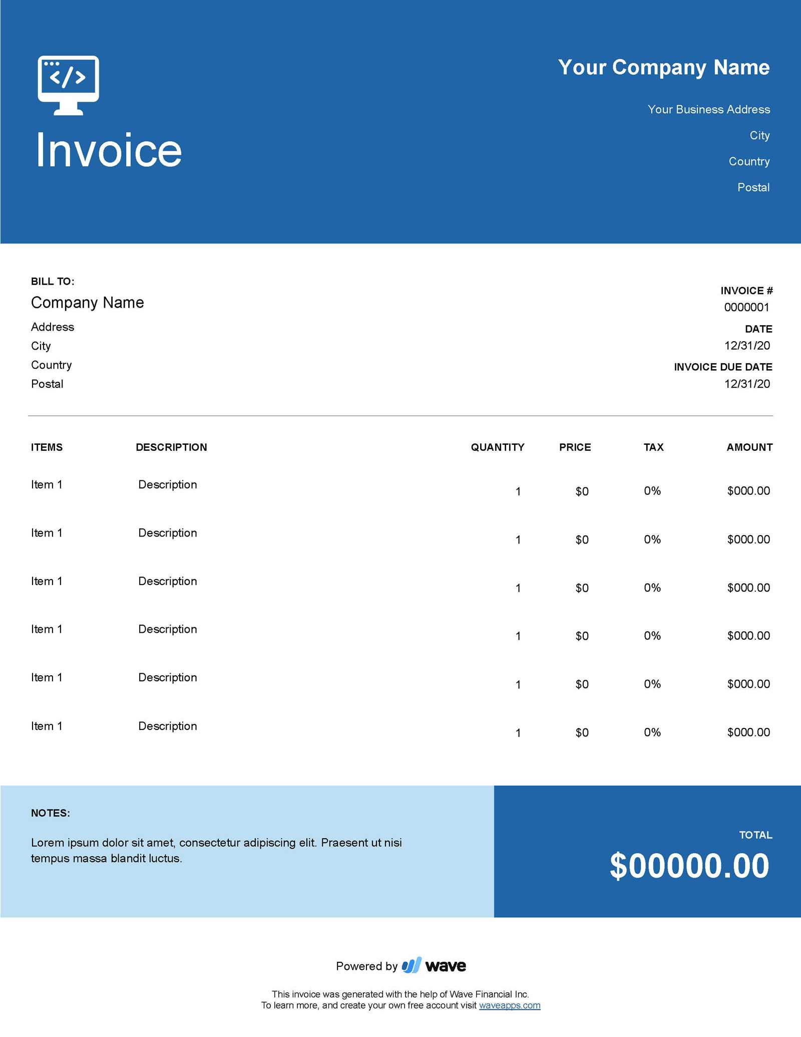 pages invoice template free