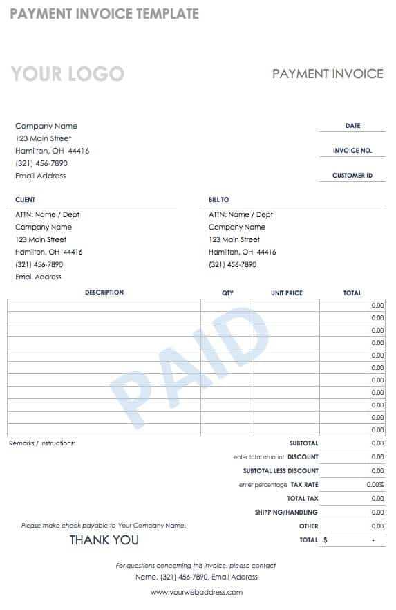 paid invoice template