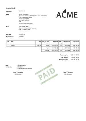 paid invoice template