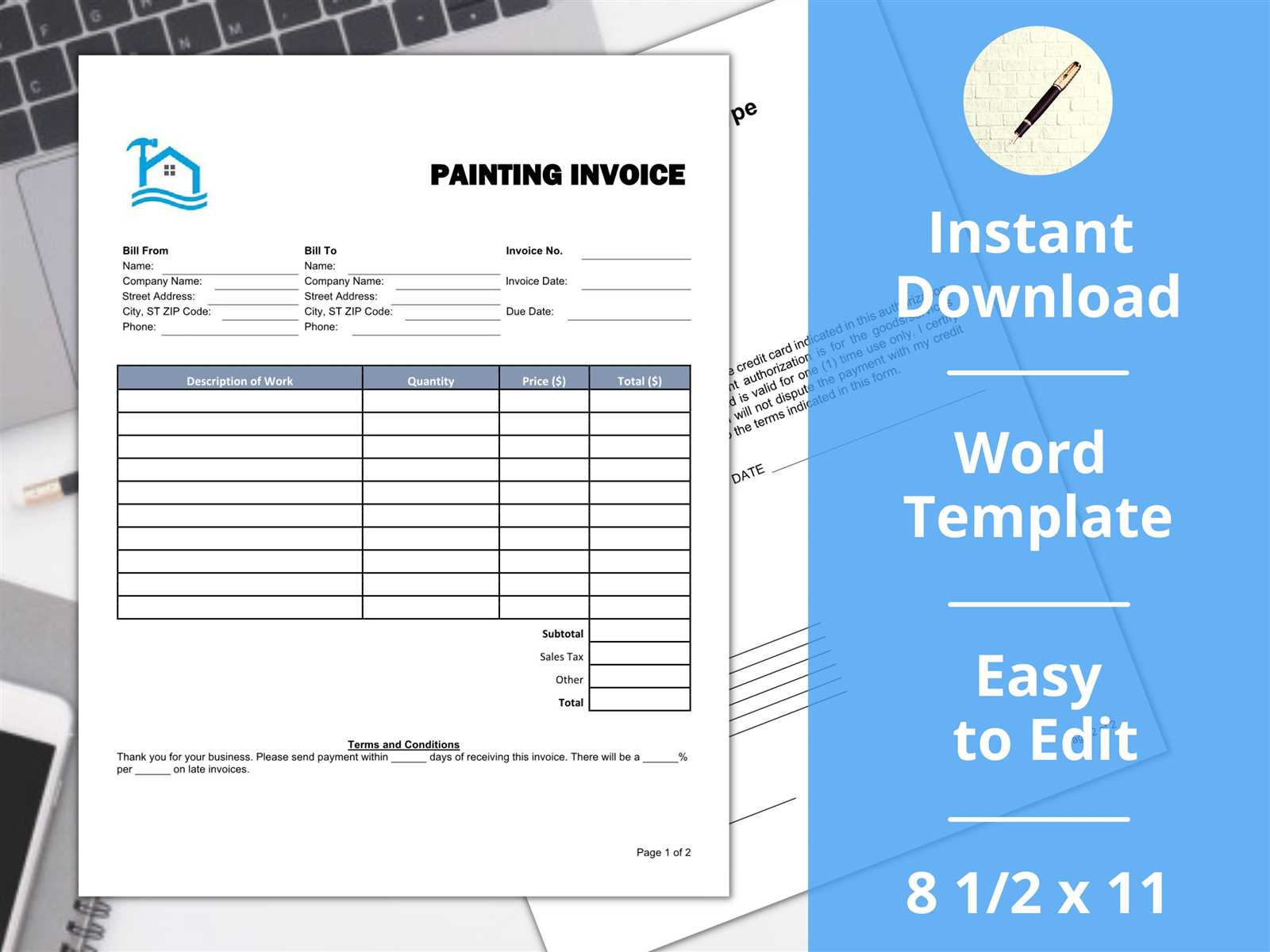 painter invoice template