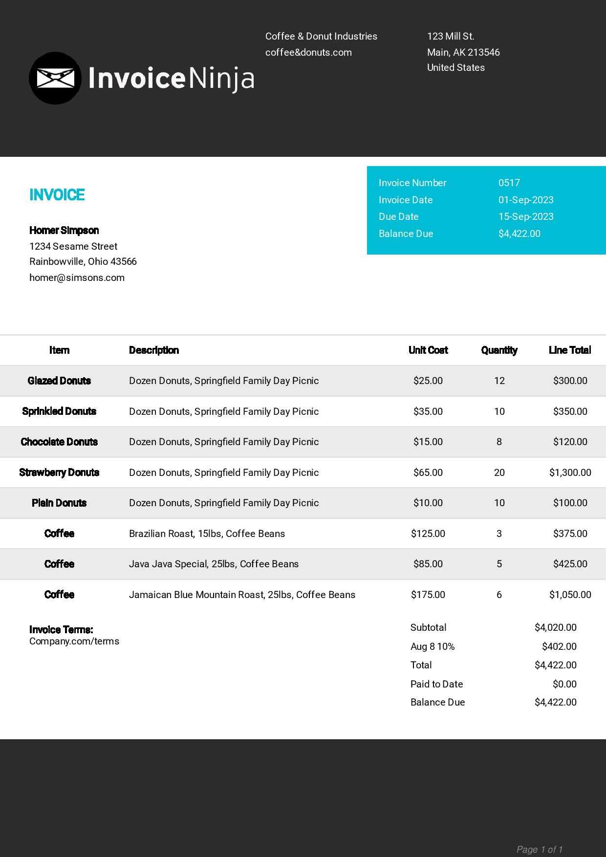 painter invoice template