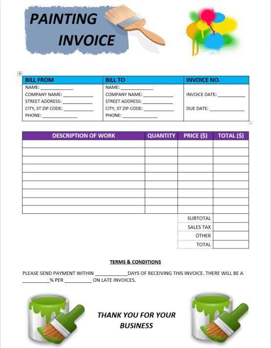 painting invoice template word