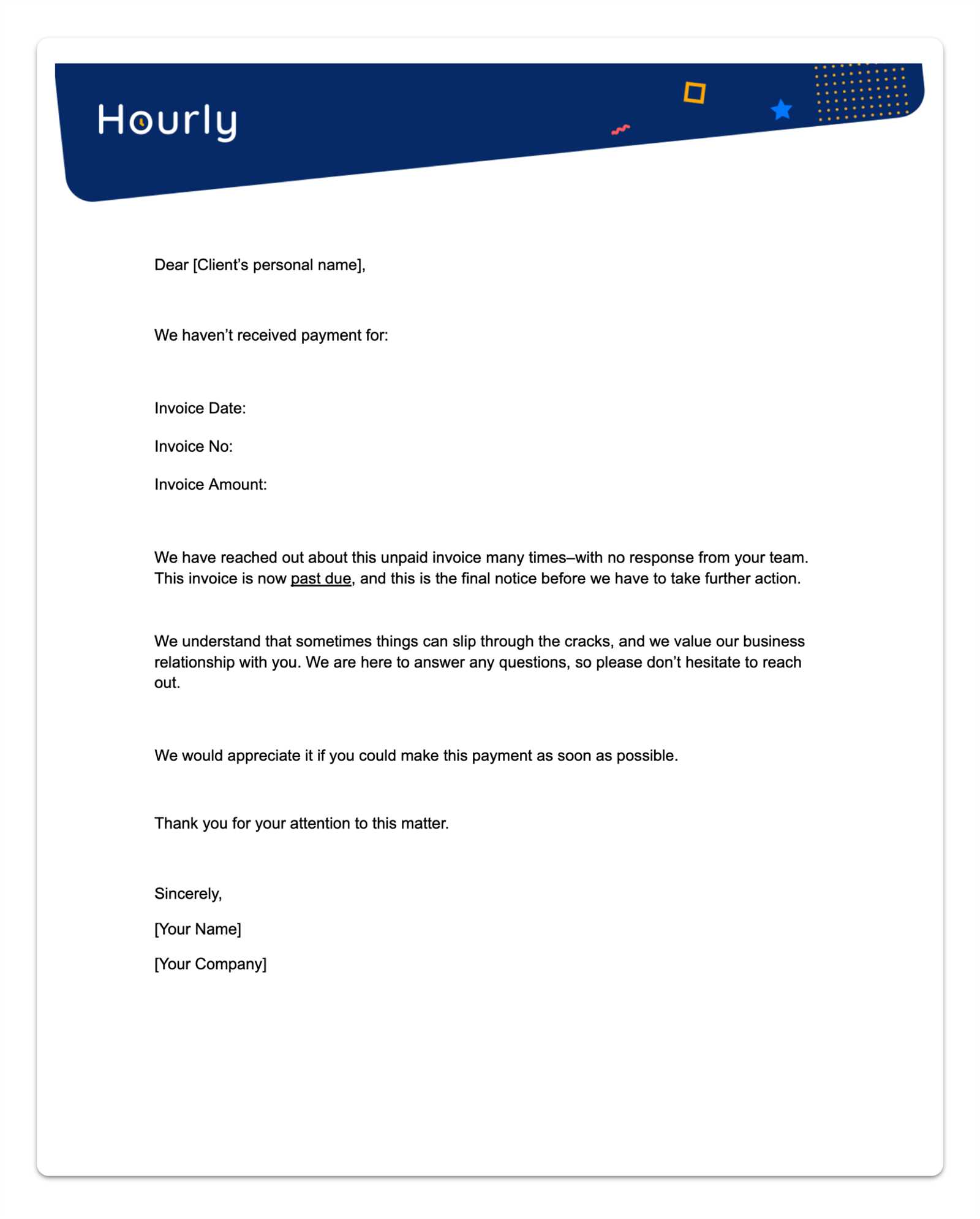 past due invoice letter template