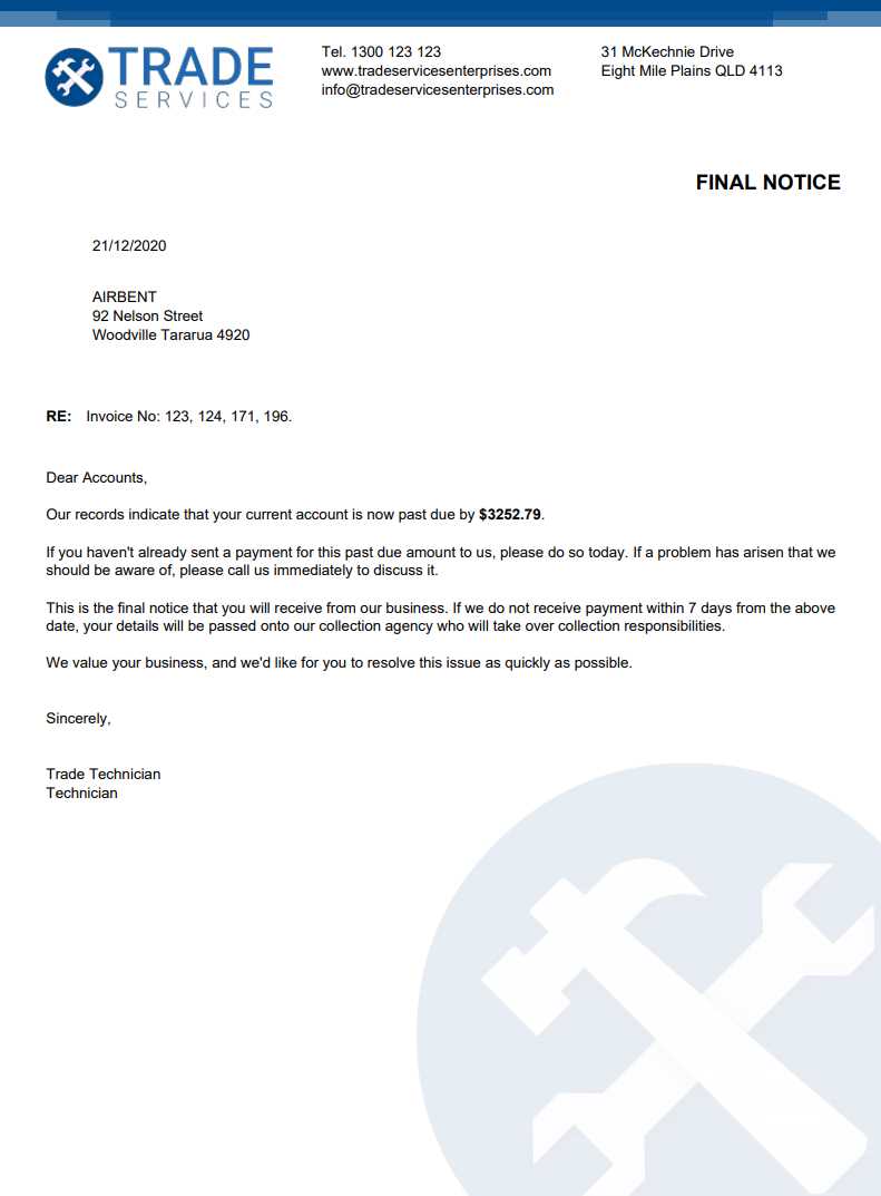 past due invoices email template