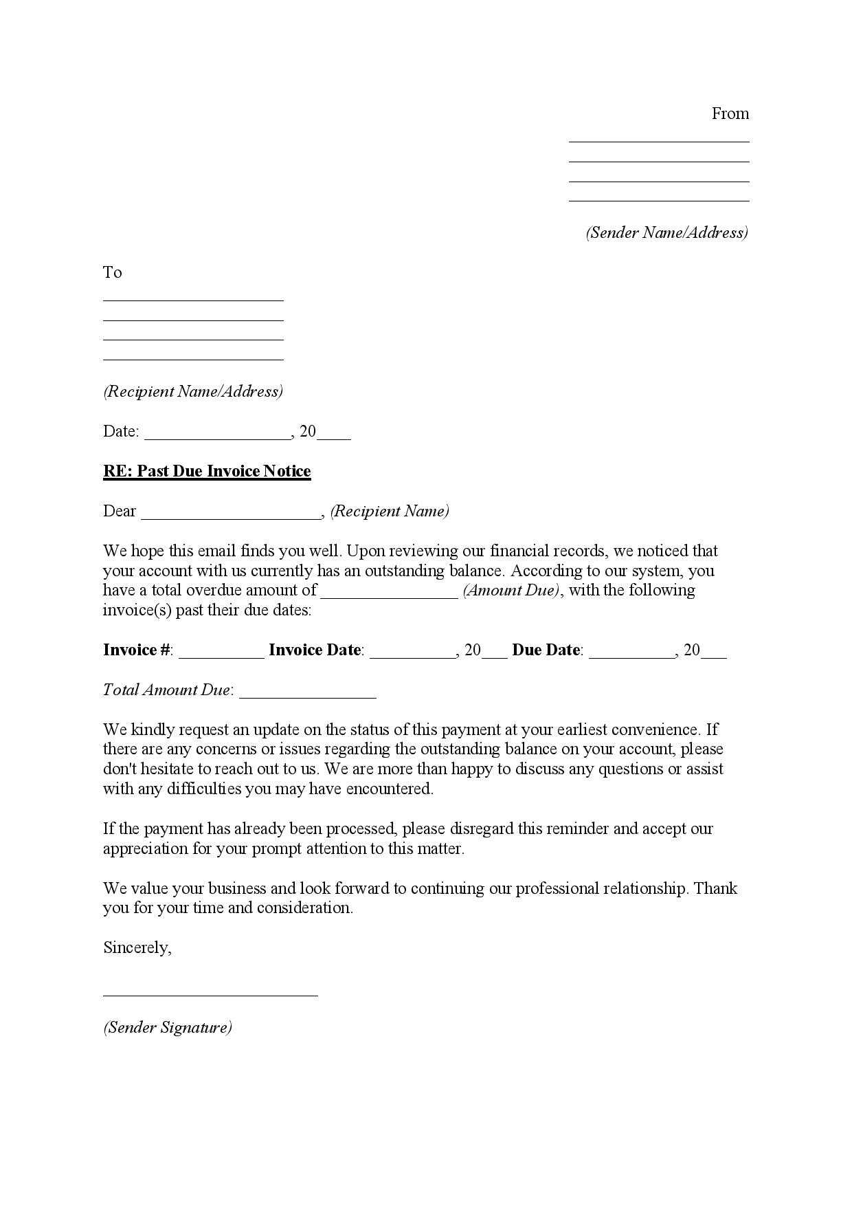 past due invoices email template