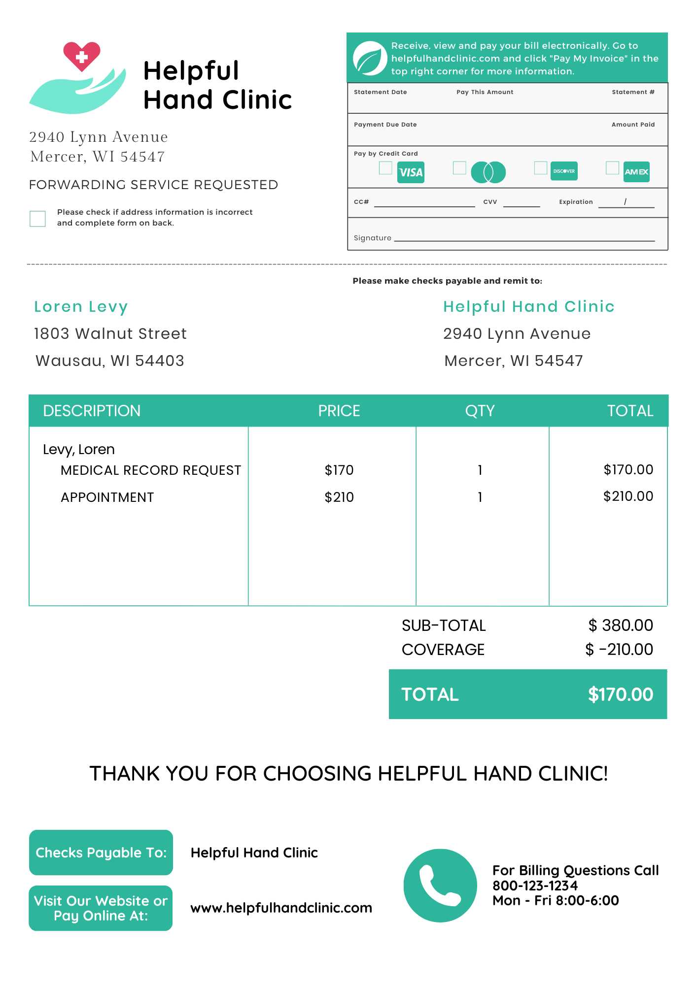 patient invoice template