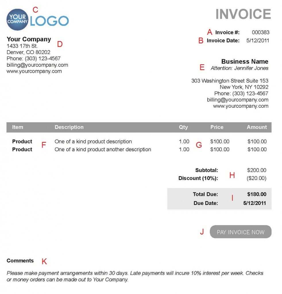 payment invoice email template