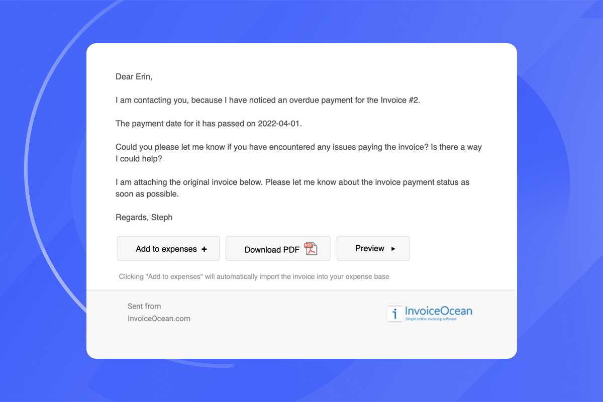 payment invoice email template