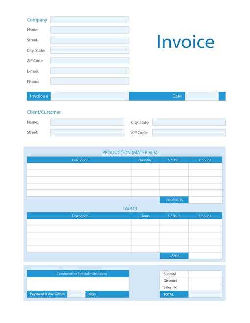 pdf printable invoice template