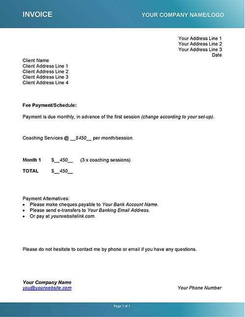 personal trainer invoice template