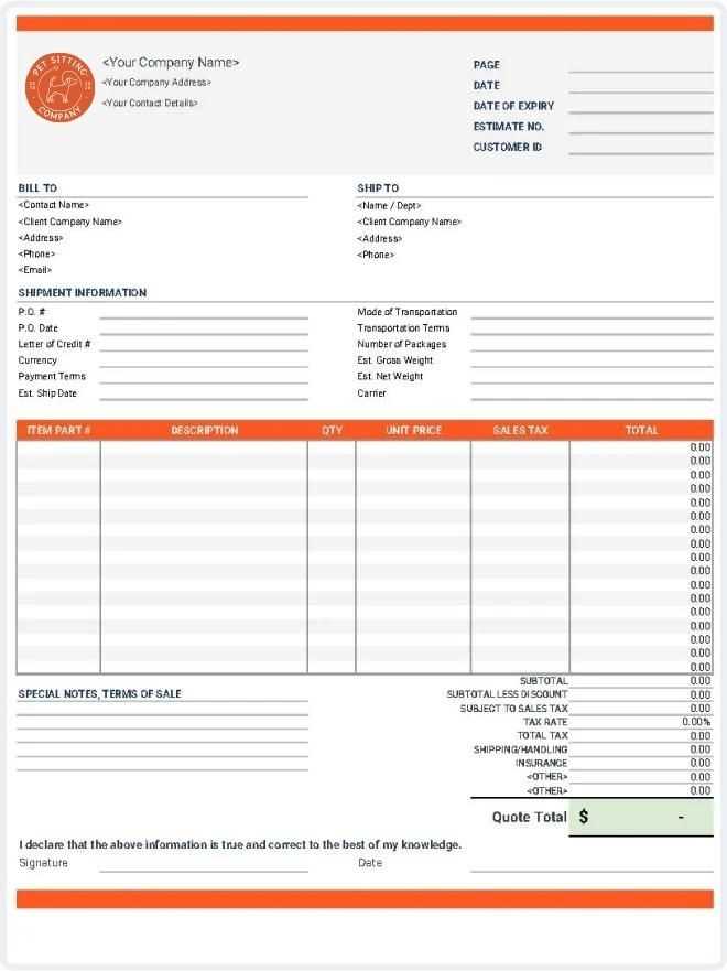 pet sitting invoice template