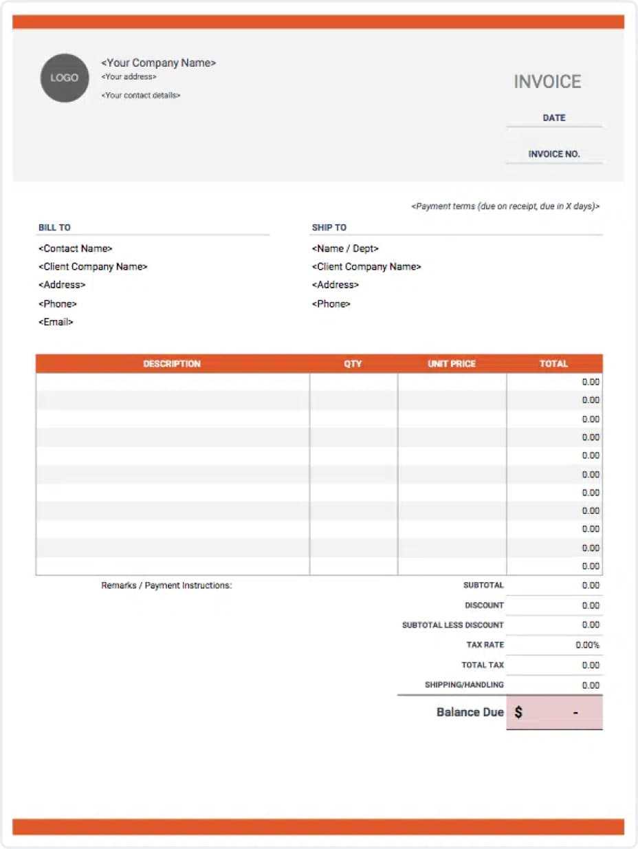 printable editable invoice template
