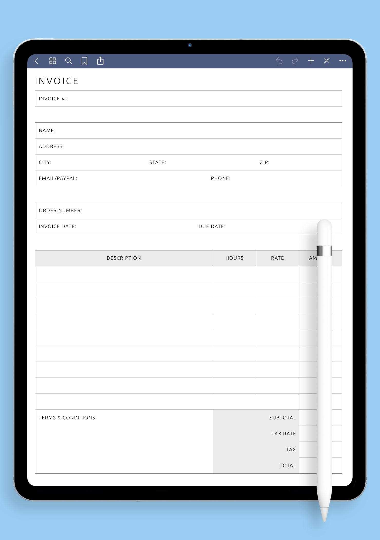 printable free invoice template pdf