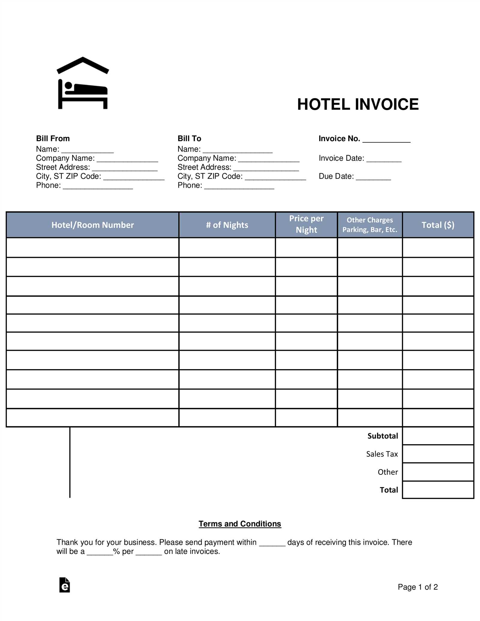 printable free invoice template pdf